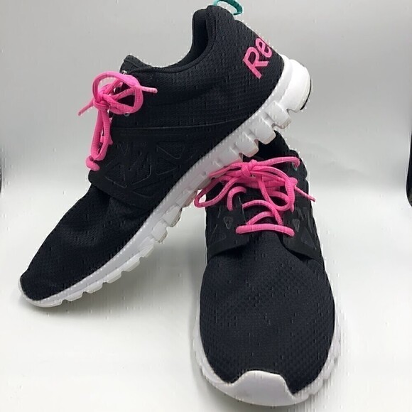 Reebok Women's Black Running Athletic Shoes Hot Pink Accents Sublite Size 12 - Picture 2 of 12